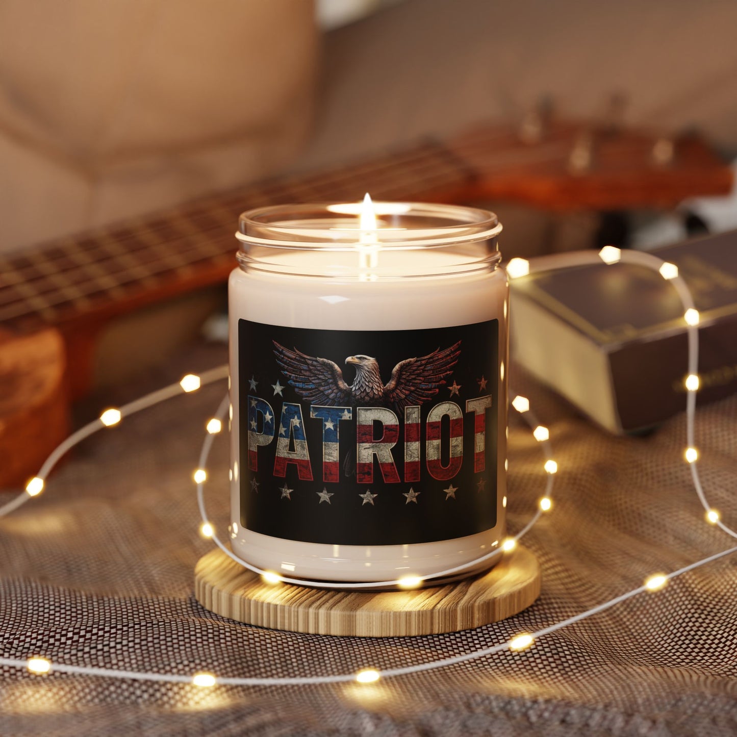 Patriot Eagle Soy Candle - 9oz Scented Glass Jar with Eagle & American Flag