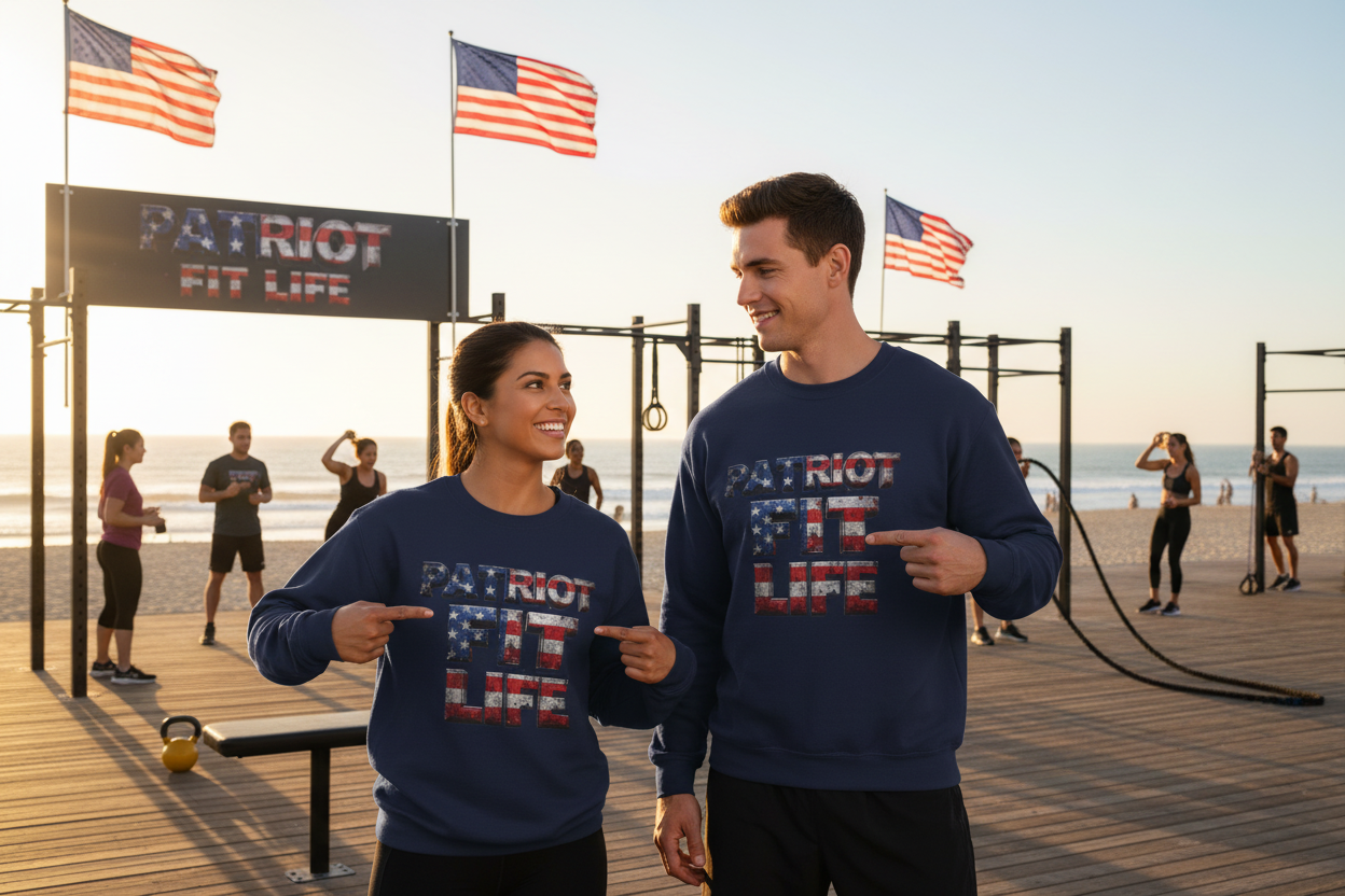 Patriot Fit Life Crewneck Sweatshirt - American Flag Graphic Pullover