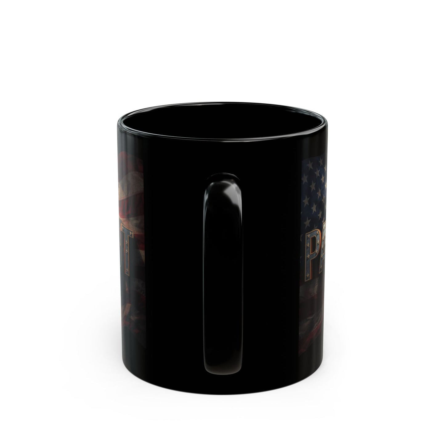 Patriot Mug - American Flag Black Ceramic Coffee Cup  11 oz & 15 oz