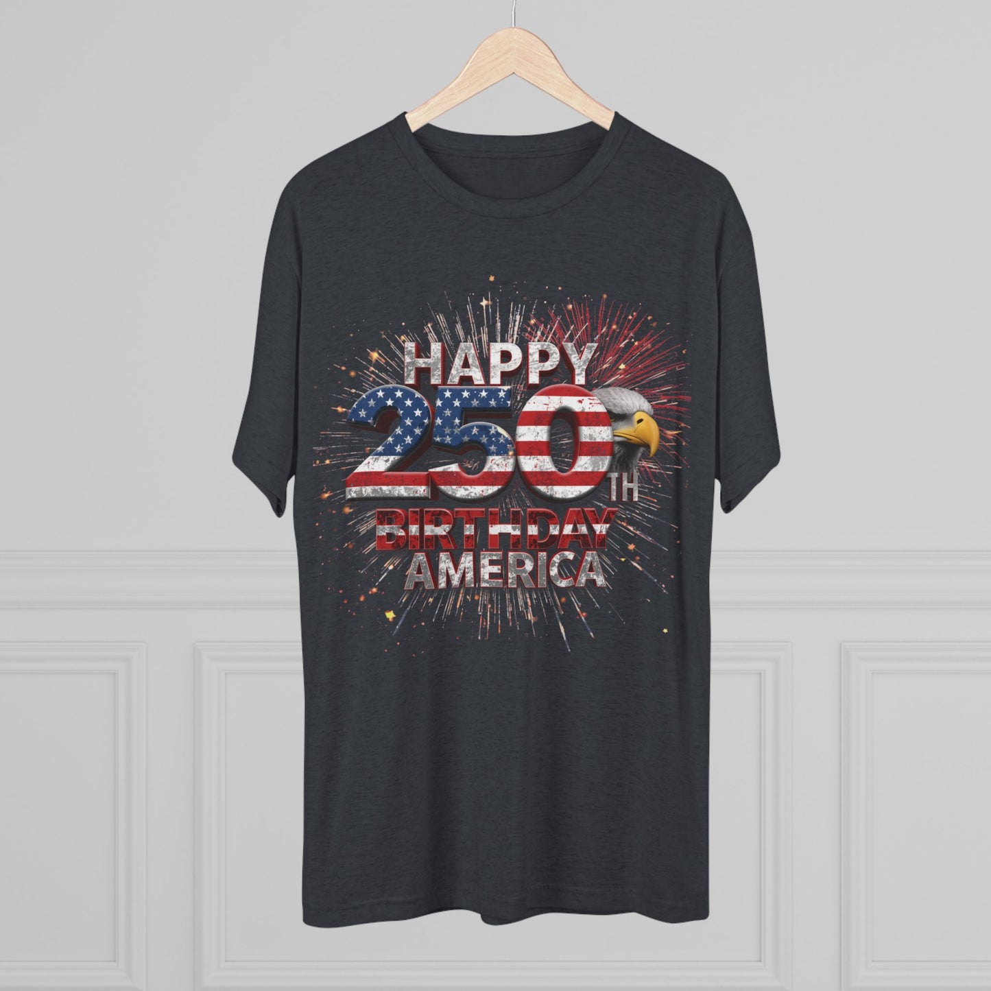 Happy 250th Birthday America Vintage T-Shirt | Patriotic Eagle 250 Tri-Blend Tee | 1776-2026