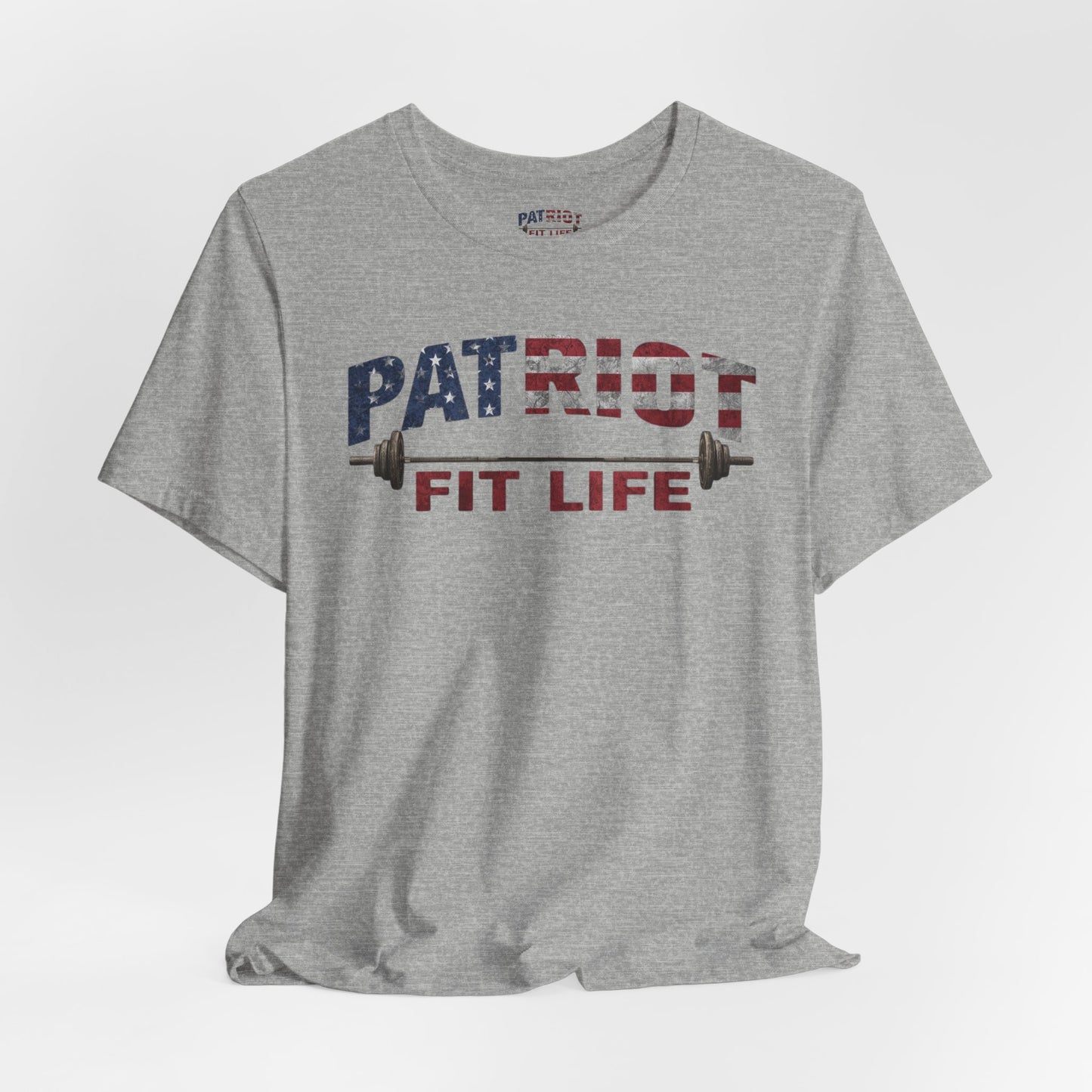Patriot Fit Life T-Shirt | American Flag Barbell Gym Tee