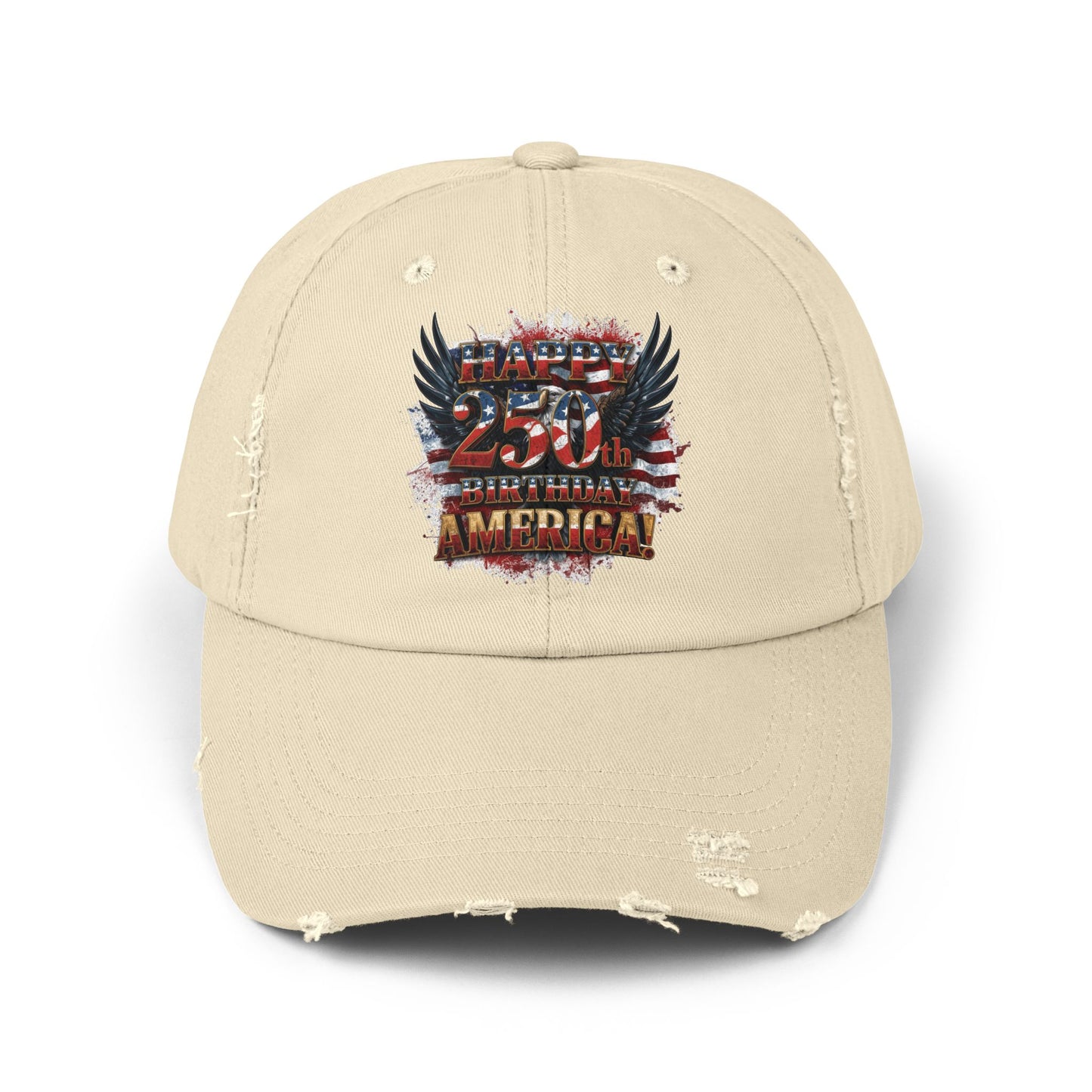 Happy 250th Birthday America Distressed Baseball Cap | Vintage Flag Hat