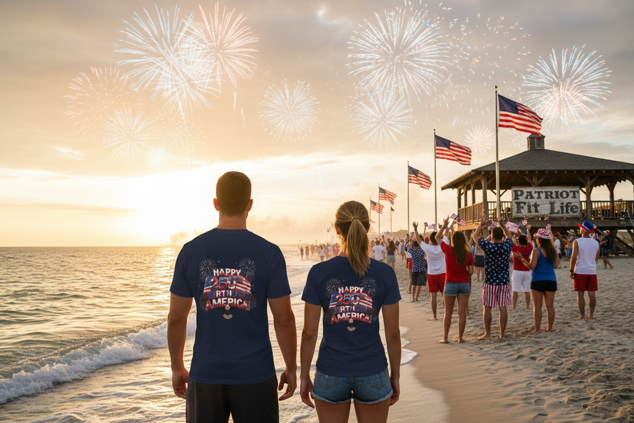 Happy 250th Birthday America T-Shirt - Patriotic Eagle Fireworks Tee
