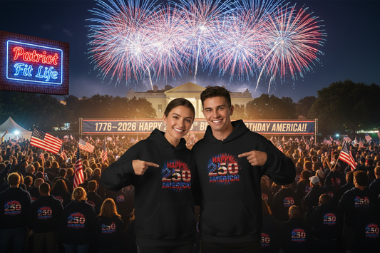Happy 250th Birthday America Hoodie | Patriotic Eagle & Flag Sweatshirt | Gildan | S-5XL | 1776-2026