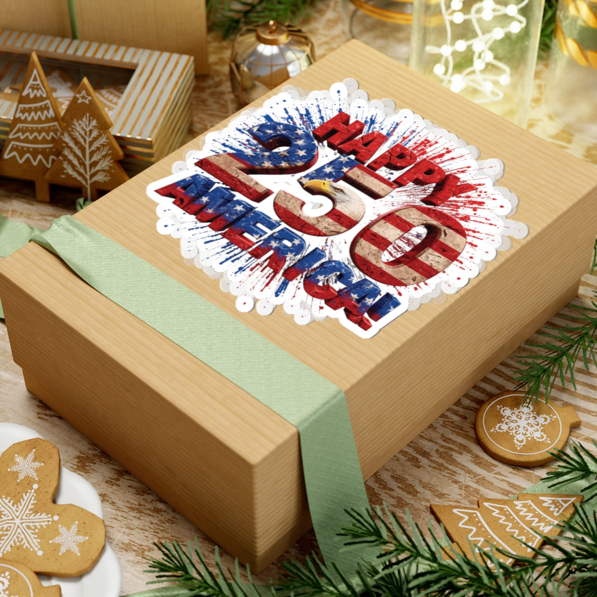 Happy 250th Birthday America Kiss-Cut Sticker | Patriotic Eagle & Flag Vinyl Decal | 4 Sizes | 1776-2026