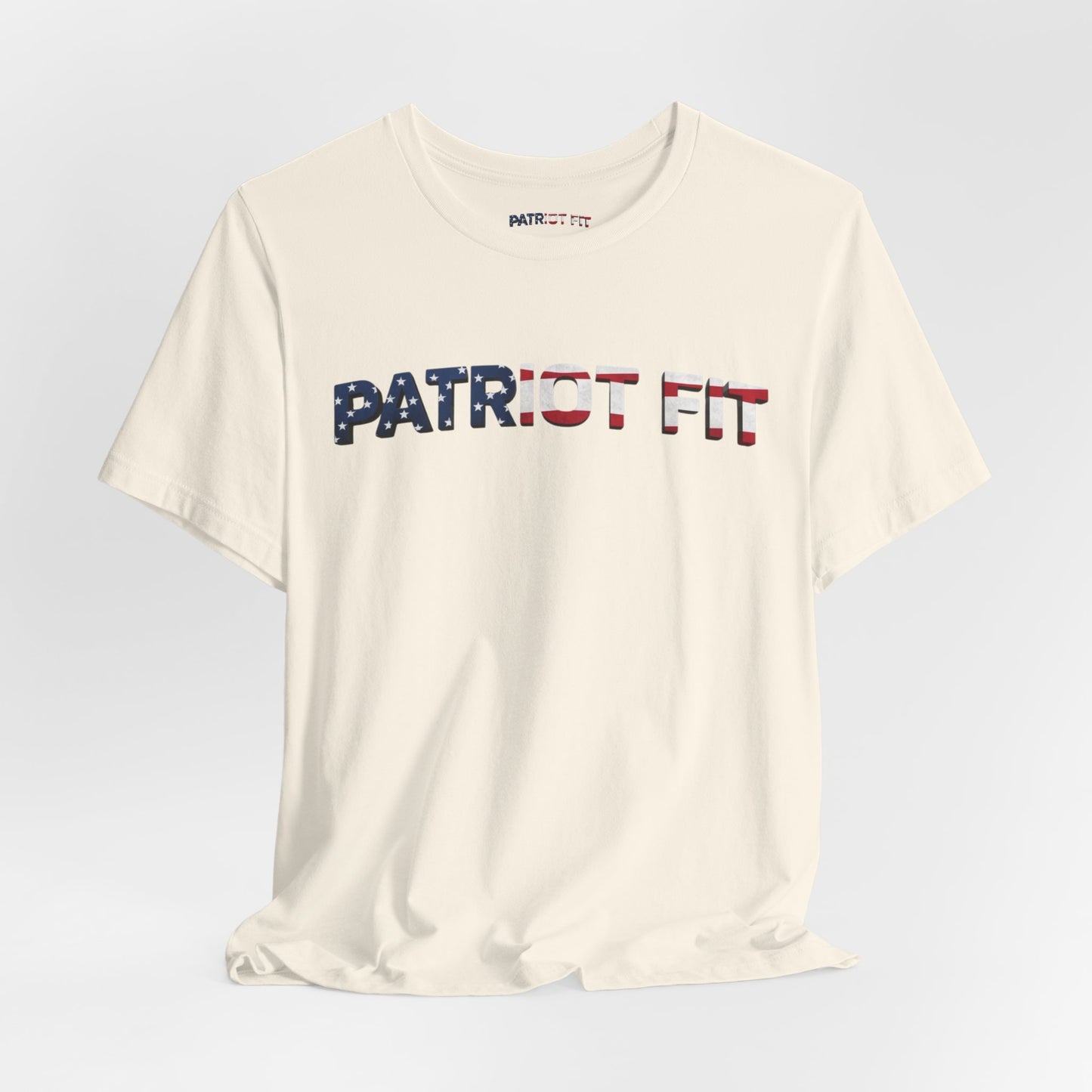 Patriot Fit T-Shirt — American Flag Text Athletic Tee