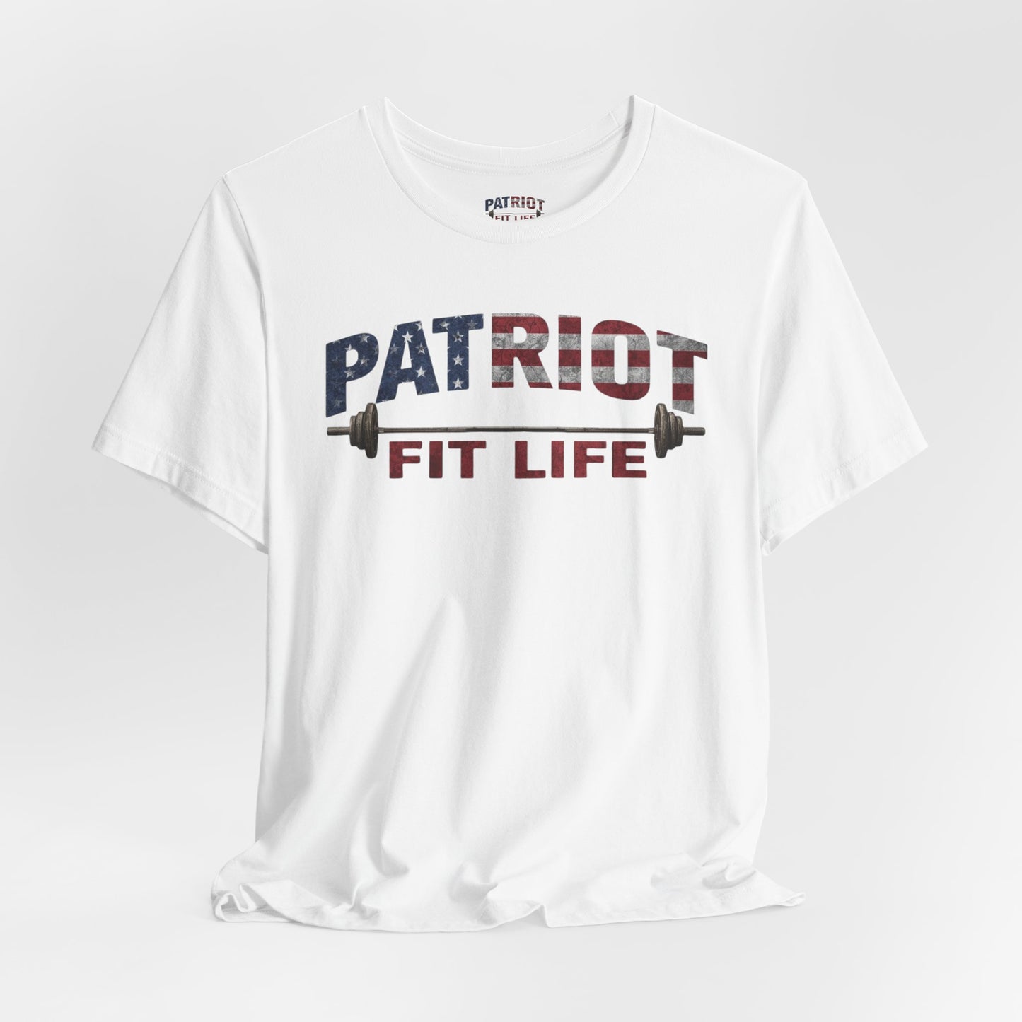 Patriot Fit Life T-Shirt | American Flag Barbell Gym Tee