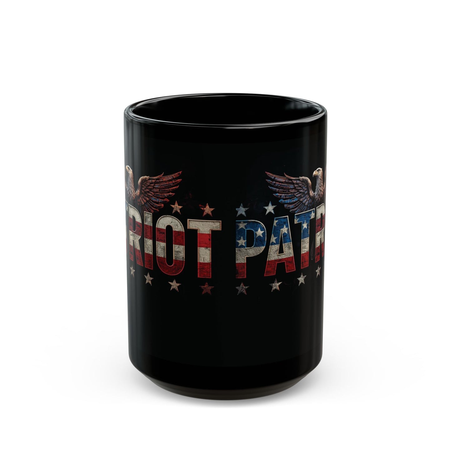 Patriot Eagle Black Coffee Mug  American Flag Ceramic Cup 11 oz 15 oz