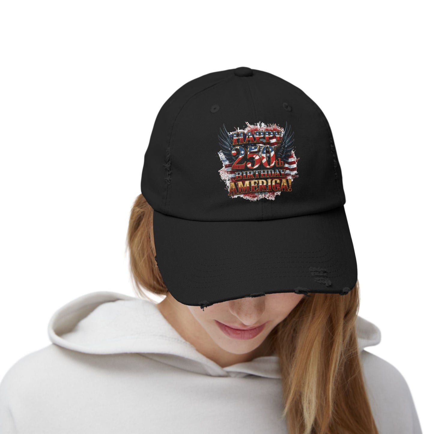 Happy 250th Birthday America Distressed Baseball Cap | Vintage Flag Hat