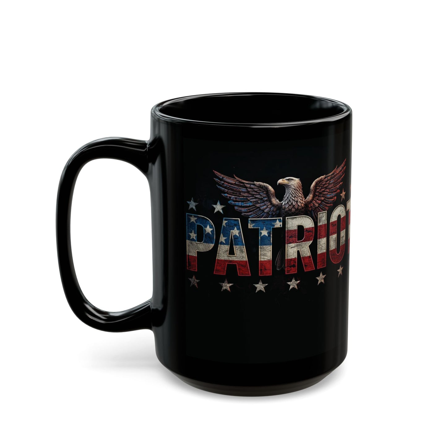 Patriot Eagle Black Coffee Mug  American Flag Ceramic Cup 11 oz 15 oz