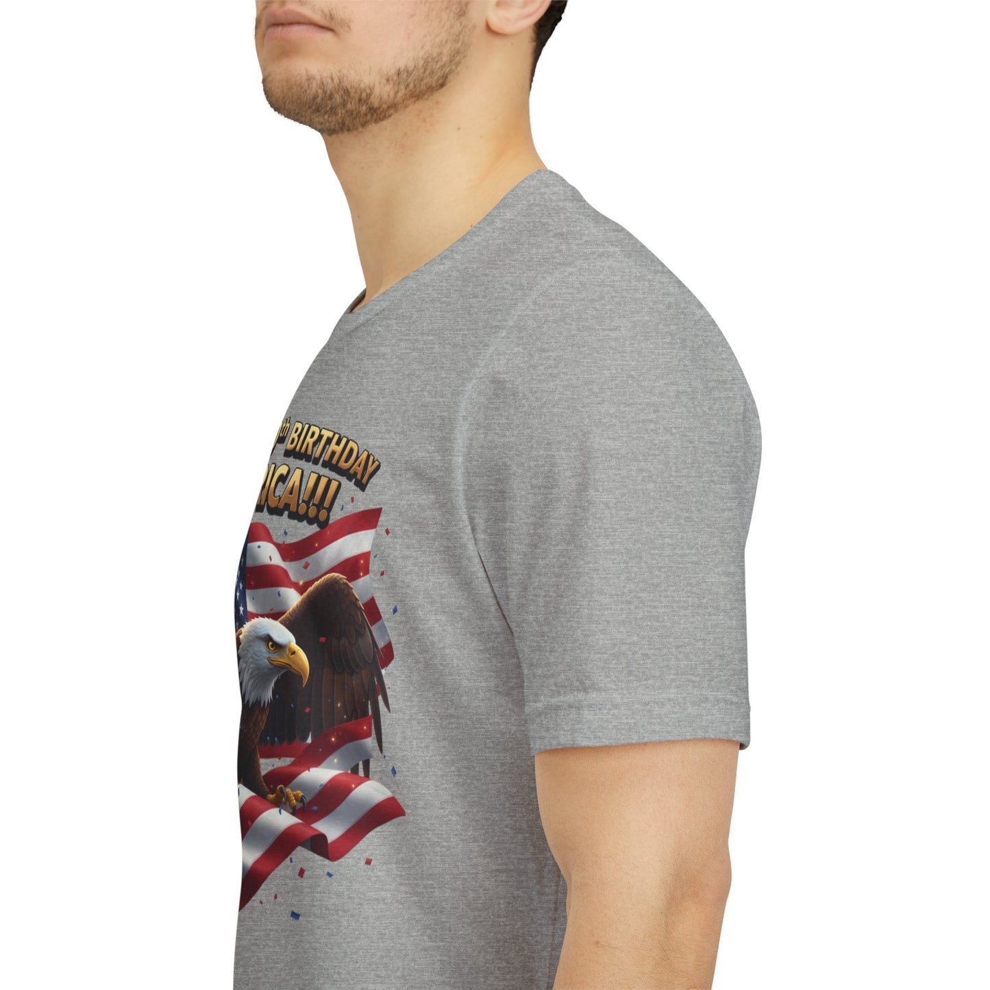 Happy 250th Birthday America Eagle T-Shirt  Patriotic Flag Tee