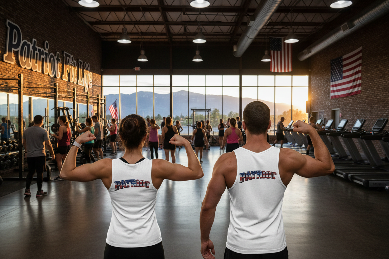 Patriot American Flag Tank Top - PATRIOT Chest Print Graphic Tee