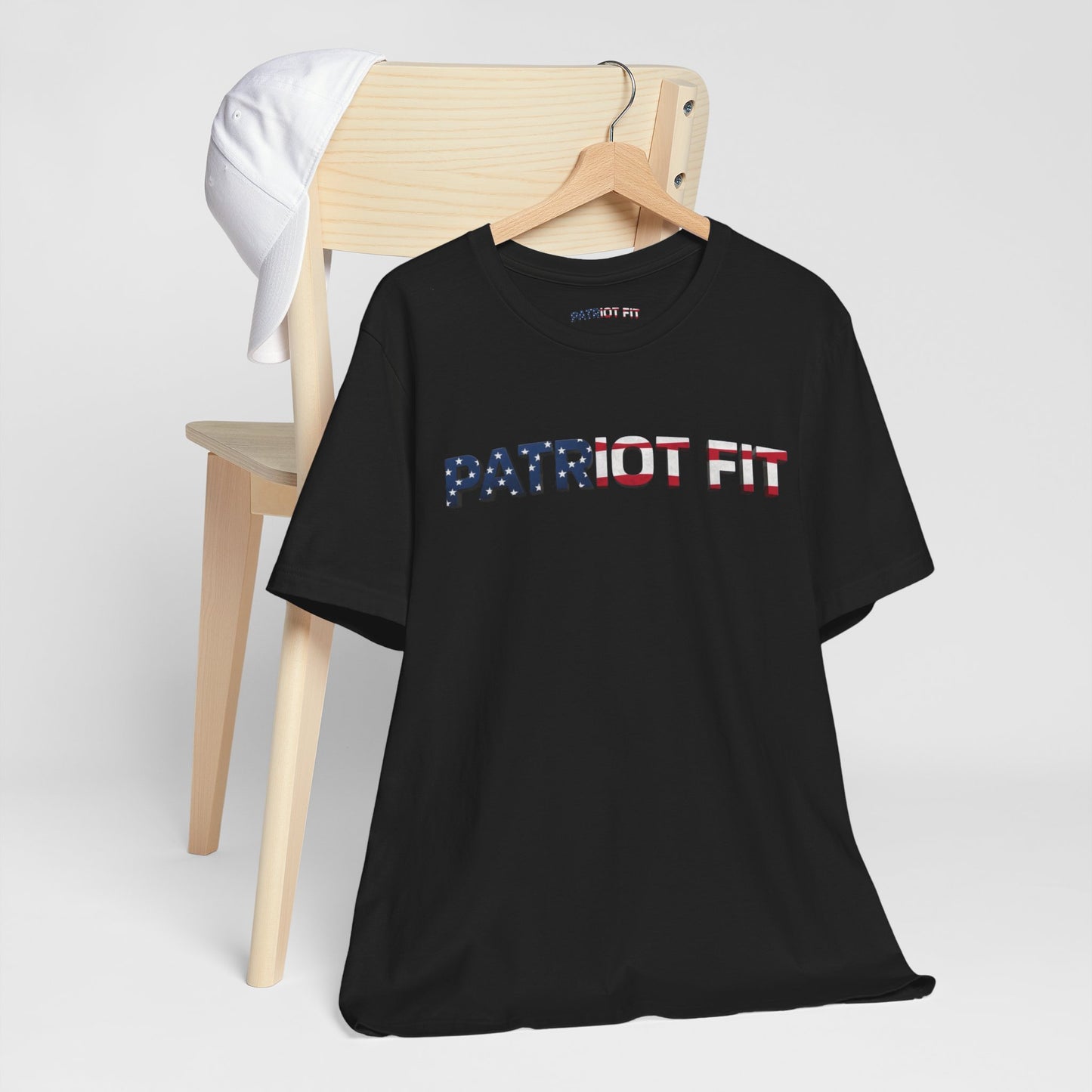 Patriot Fit T-Shirt — American Flag Text Athletic Tee