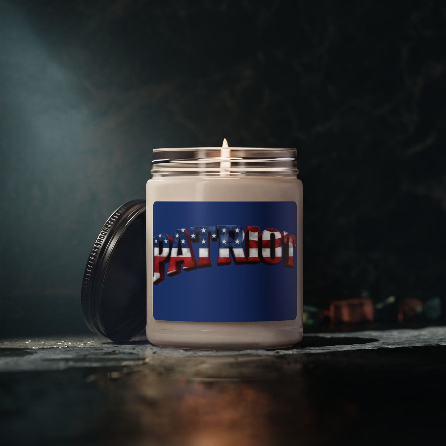 Patriot Soy Candle - 9oz Scented Glass Jar with American Flag Design