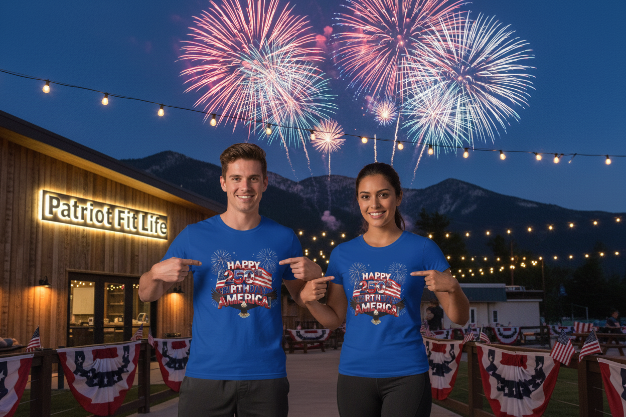 Happy 250th Birthday America T-Shirt - Patriotic Eagle Fireworks Tee
