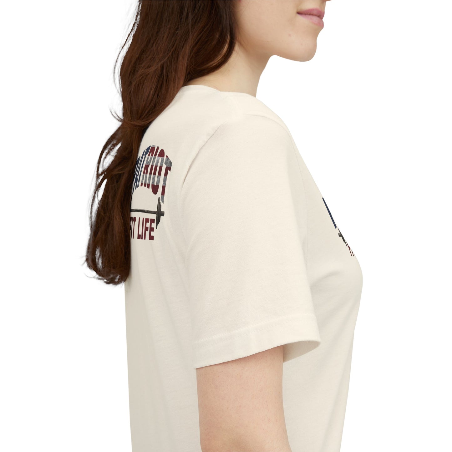 Patriot Fit Life T-Shirt | American Flag Barbell Gym Tee