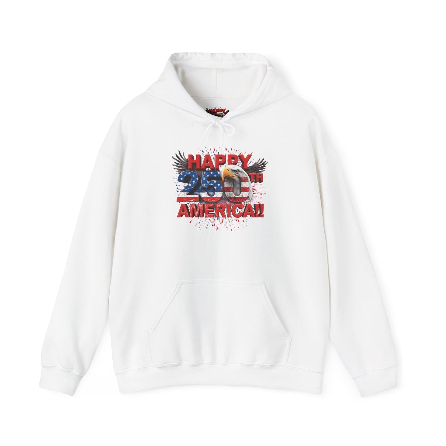 Happy 4th of July Hoodie | Patriotic Eagle & Flag Sweatshirt | America 250th | Gildan | S-5XL