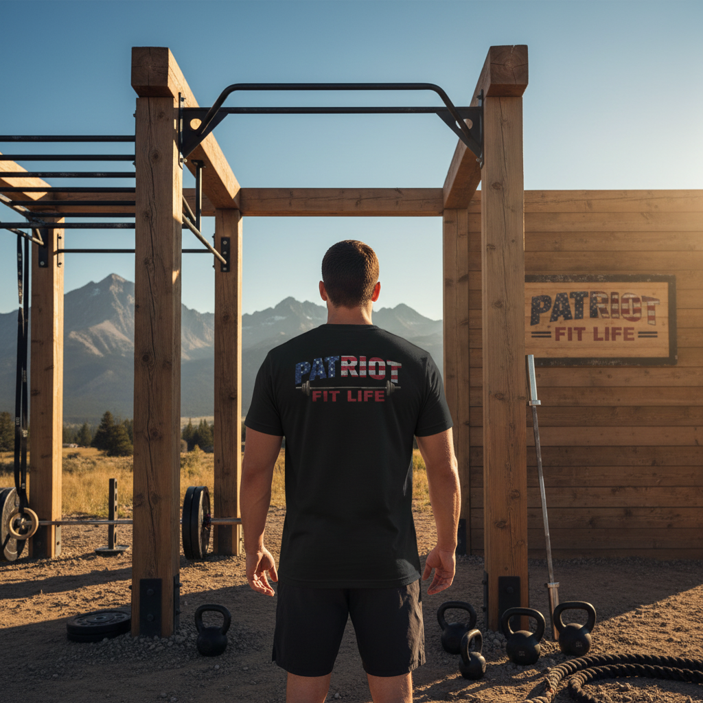 Patriot Fit Life T-Shirt | American Flag Barbell Gym Tee