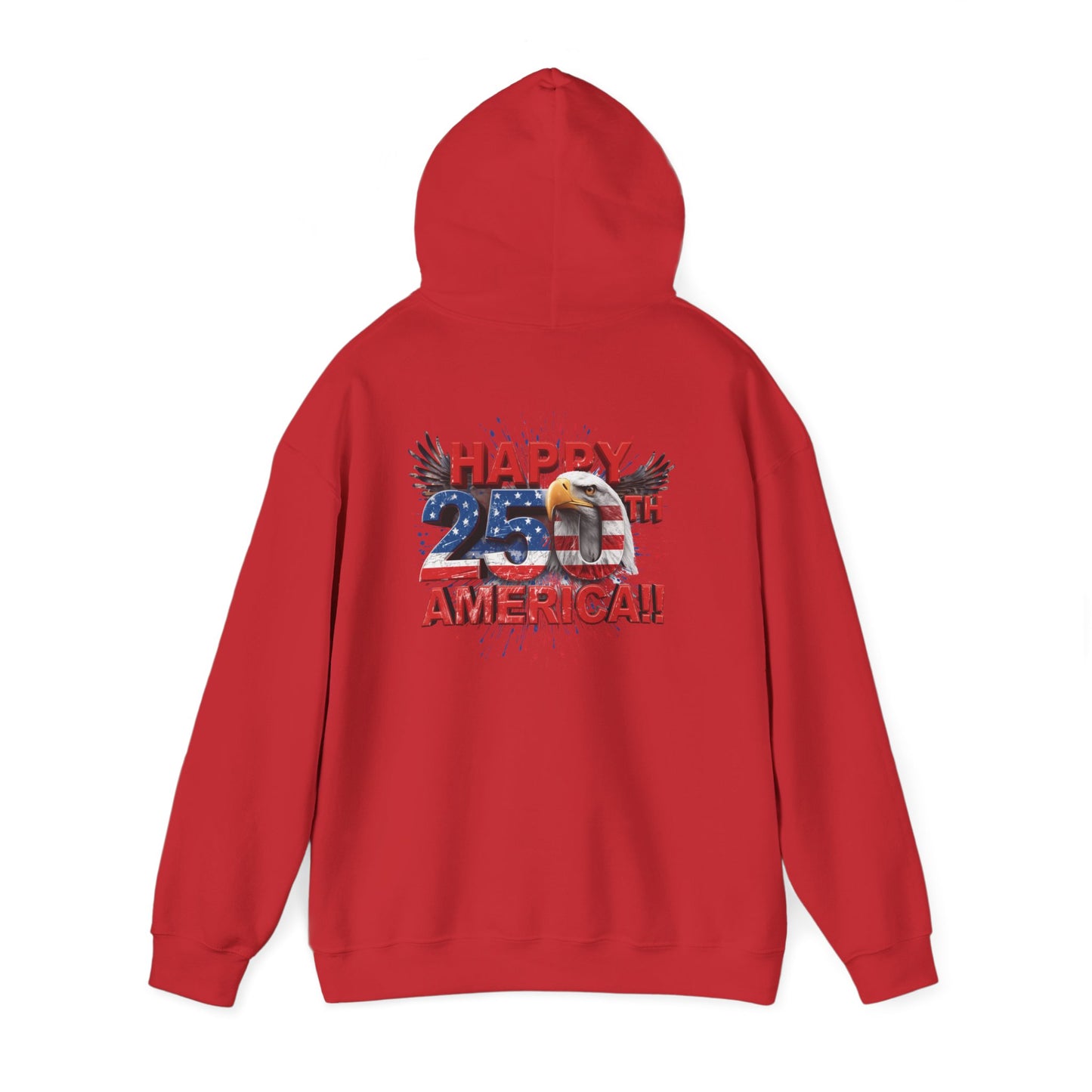 Happy 4th of July Hoodie | Patriotic Eagle & Flag Sweatshirt | America 250th | Gildan | S-5XL