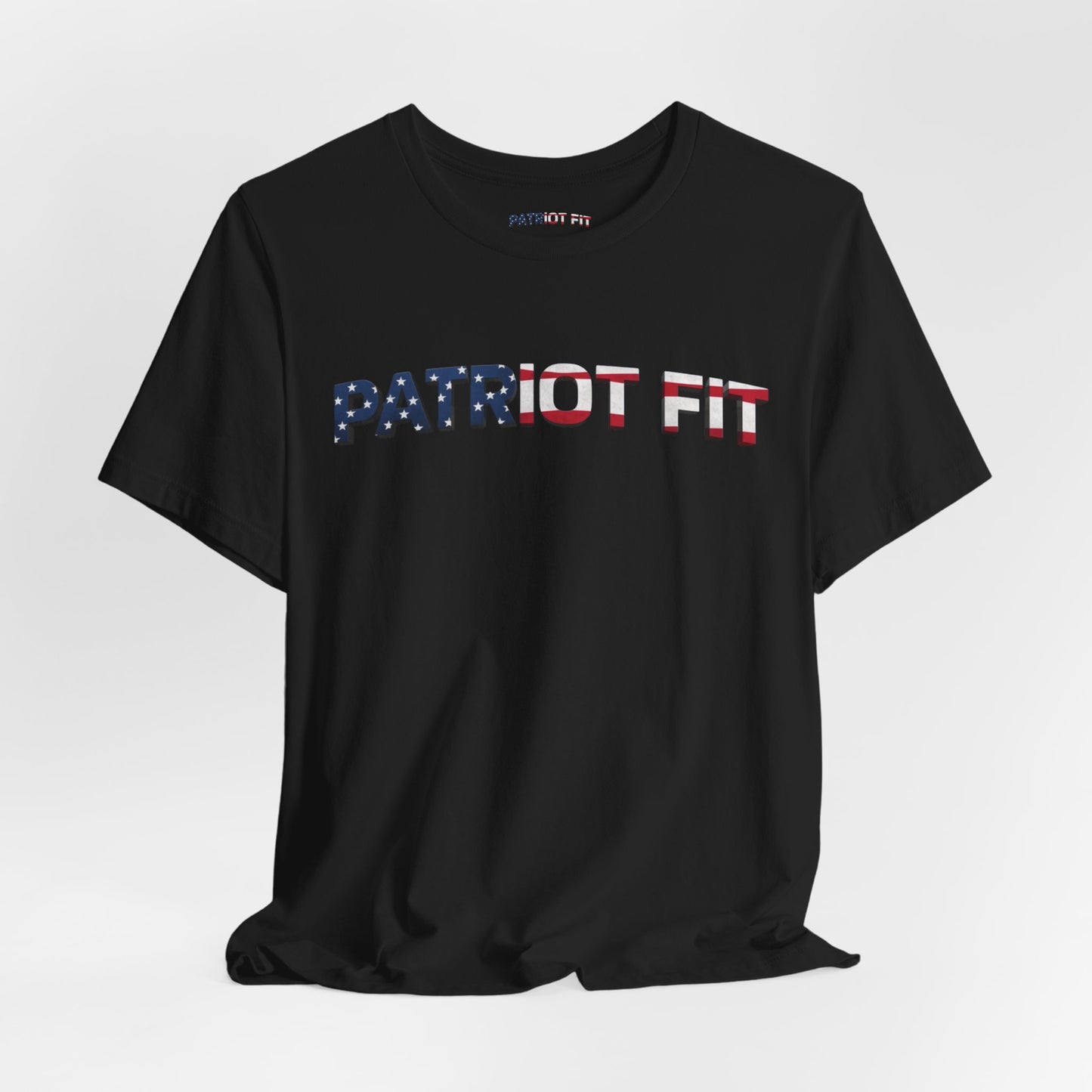 Patriot Fit T-Shirt — American Flag Text Athletic Tee