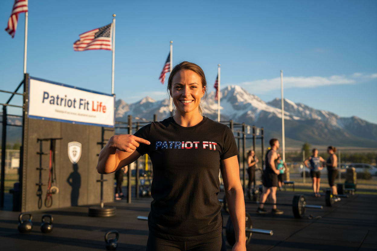 Patriot Fit T-Shirt — American Flag Text Athletic Tee