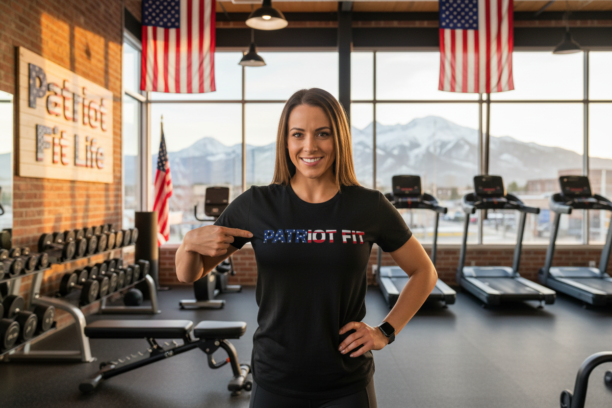 Patriot Fit T-Shirt — American Flag Text Athletic Tee