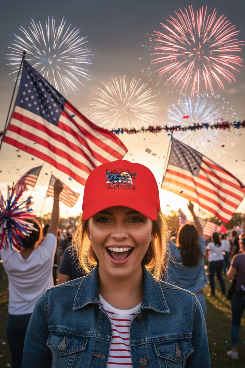 Happy 250th Birthday America Baseball Cap | Patriotic Eagle & Flag Low Profile Hat | 1776-2026 | 5 Colors