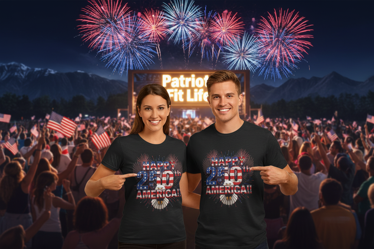 Happy 250th America T-Shirt | Patriotic Eagle Fireworks Tri-Blend Tee | July 4th 2026