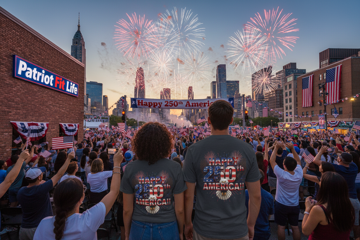 Happy 250th America T-Shirt | Patriotic Eagle Fireworks Tri-Blend Tee | July 4th 2026