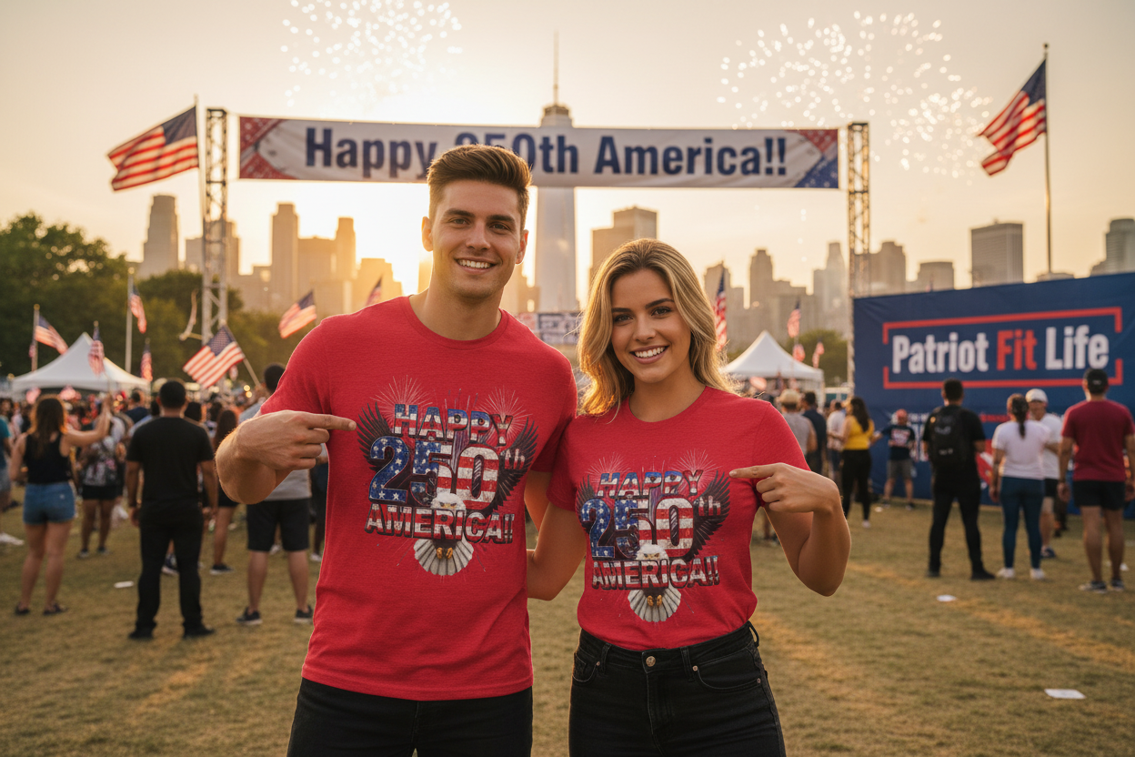 Happy 250th America T-Shirt | Patriotic Eagle Fireworks Tri-Blend Tee | July 4th 2026
