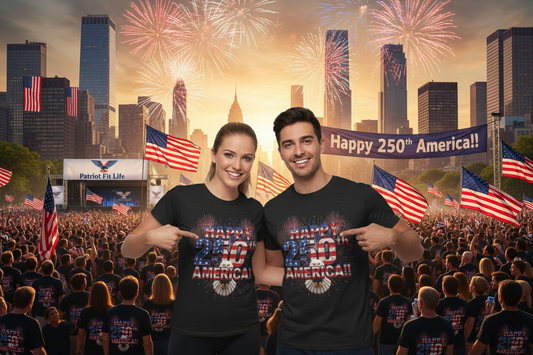 Happy 250th America T-Shirt | Patriotic Eagle Fireworks Tri-Blend Tee | July 4th 2026