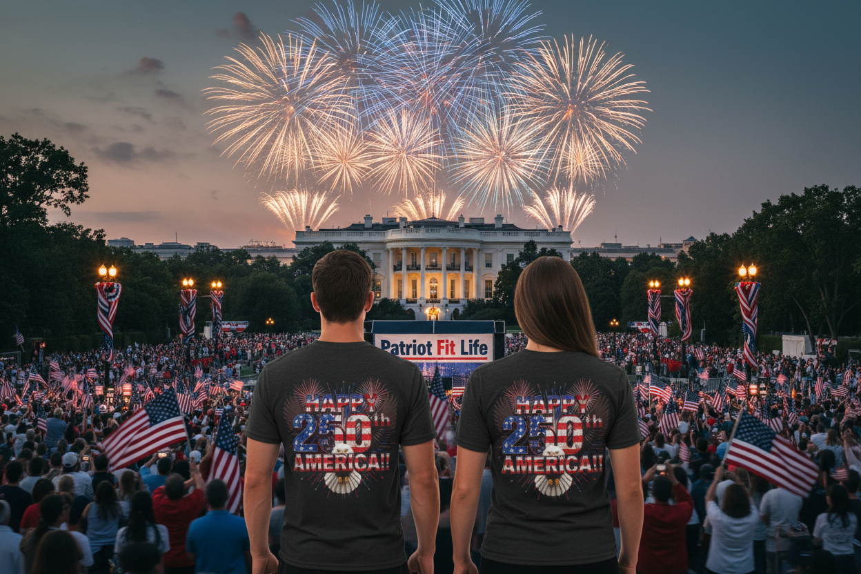 Happy 250th America T-Shirt | Patriotic Eagle Fireworks Tri-Blend Tee | July 4th 2026