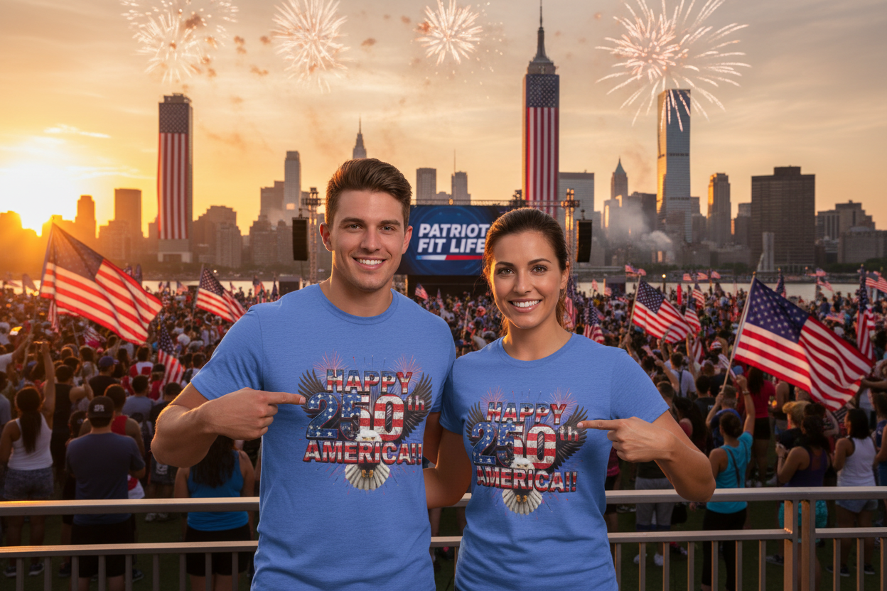 Happy 250th America T-Shirt | Patriotic Eagle Fireworks Tri-Blend Tee | July 4th 2026