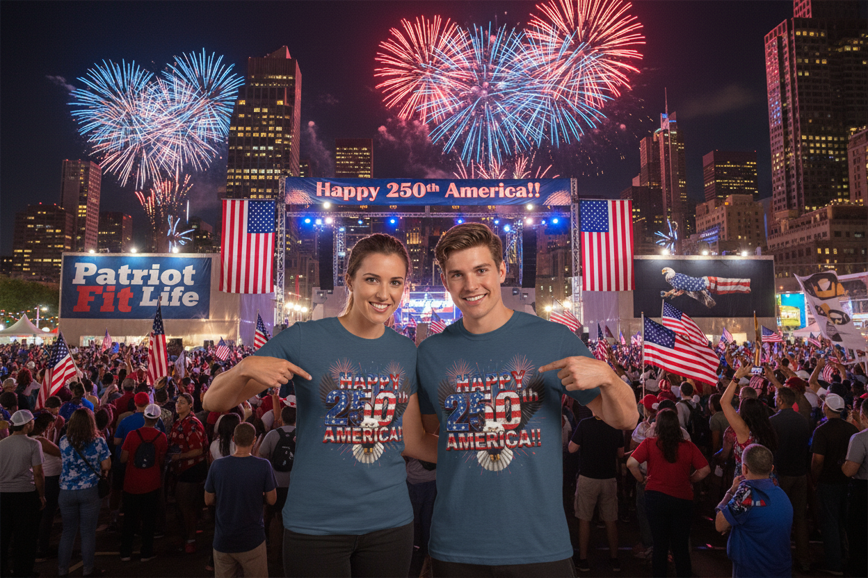 Happy 250th America T-Shirt | Patriotic Eagle Fireworks Tri-Blend Tee | July 4th 2026