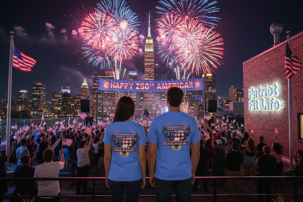 Happy 250th America T-Shirt | Patriotic Eagle Fireworks Tri-Blend Tee | July 4th 2026